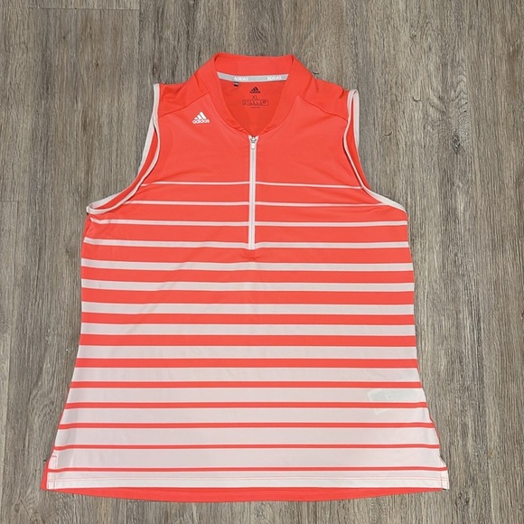 Adidas Women Golf ENGINEERED STRIPE SLEEVELESS POLO SHIRT - Picture 5 of 15